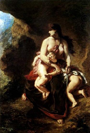 Medea about to Kill her Children, Delacroix Auguste
